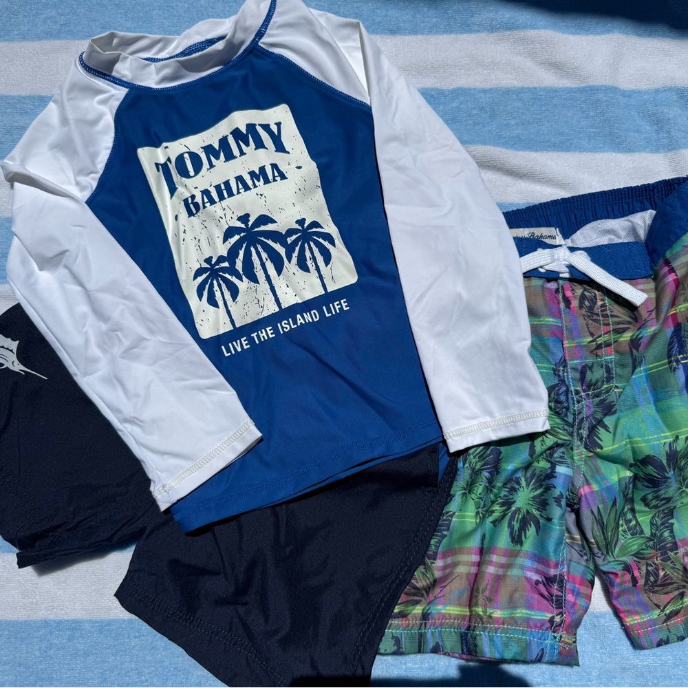 Tommy Bahama Blue and White Rashguard Swimwear